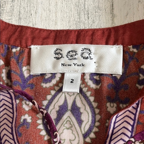 Sea New York Rust and Purple Patterned Fluttered Sleeve Top - Picture 4 of 8
